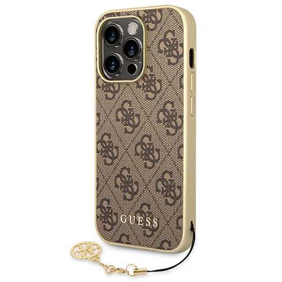Picture of Guess 4G Charms Case for iPhone 14 Pro Brown
