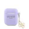 Picture of Guess Apple Airpods 1/2 Case Silicone Classic Logo Gold With 4G Charm Purple