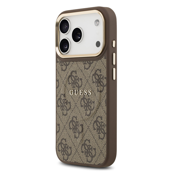 Picture of Guess PU Leather 4G Gold Frame MagSafe Case for Apple iPhone 17 Pro