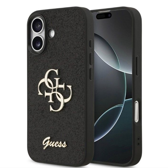 Picture of Guess Apple iPhone 17 PU Fixed Glitter 4G Metal Logo Case Black