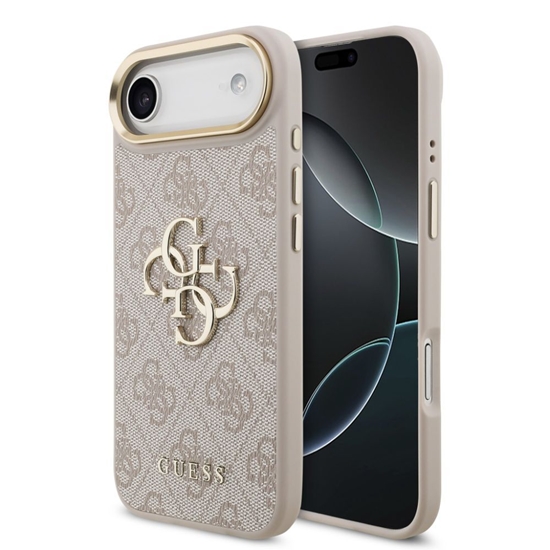 Picture of Guess PU Leather 4G Metal Logo Gold Frame Case for iPhone Air / Pink