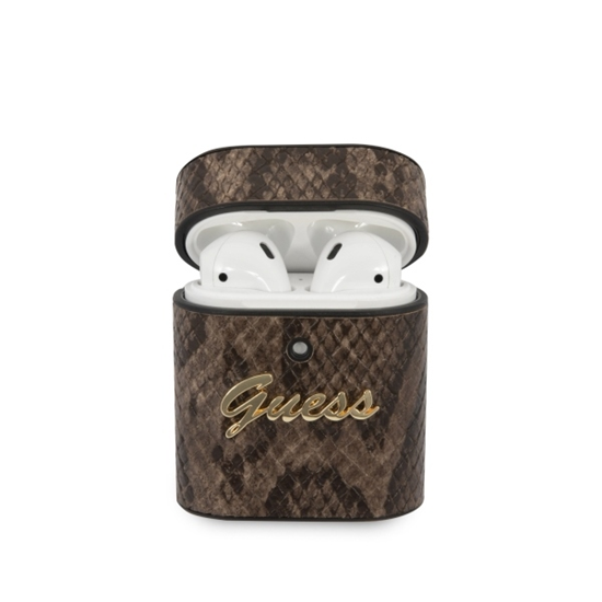 Изображение Guess Etui ochronne GUACA2PUSNSMLBR Python Collection do AirPods 1/2 brzowe