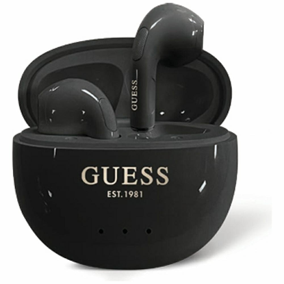Picture of Guess Glossy Effect Egg Shape Printed Classic Logo TWS headphones, black