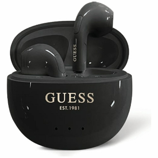 Picture of Guess Glossy Effect Egg Shape Printed Classic Logo TWS headphones, black