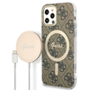 Picture of Guess Guess Bundle Pack MagSafe 4G - Zestaw etui + adowarka MagSafe iPhone 12 / iPhone 12 Pro (brzowy/zoty)