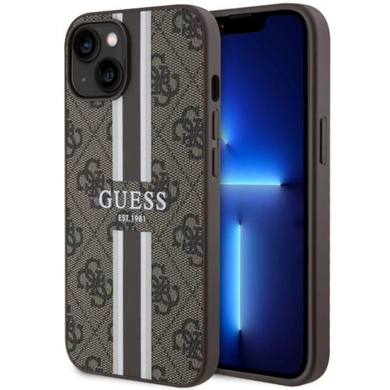 Picture of Guess Guess GUHMP14MP4RPSW iPhone 14 Plus 6.7" brown/brown hardcase 4G Printed Stripes MagSafe