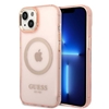 Picture of Guess Guess GUHMP14SHTCMP iPhone 14 6.1" pink/pink hard case Gold Outline Translucent MagSafe