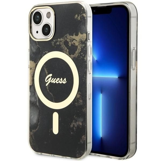 Picture of Guess Guess GUHMP14SHTMRSK iPhone 14 6.1" black/black hardcase Golden Marble MagSafe