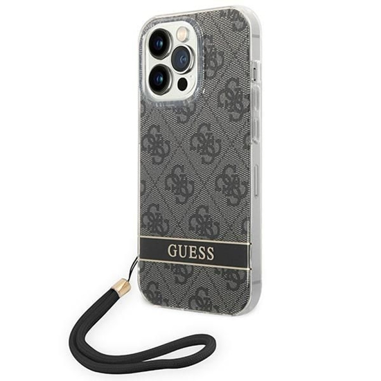 Picture of Guess Guess GUOHCP14LH4STK iPhone 14 Pro 6.1 "black / black hardcase 4G Print Strap