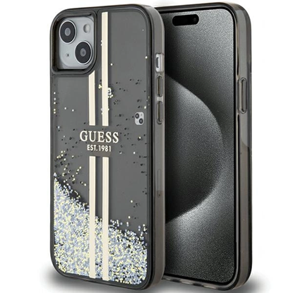 Attēls no Guess Liquid Glitter Gold Stripes case for iPhone 
