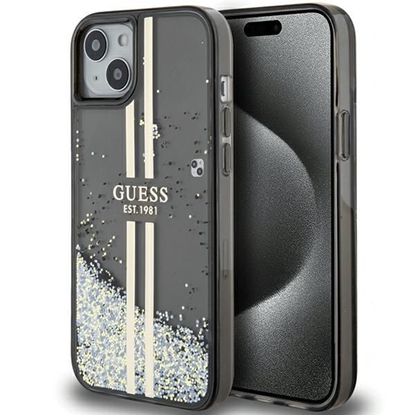 Attēls no Guess Liquid Glitter Gold Stripes case for iPhone 