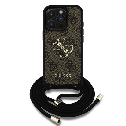 Изображение Guess GUHCP16LP4GMGCRW PU 4G Metal Logo Crossbody Strap Case for Apple iPhone 16 Pro