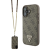 Picture of Guess PU 4G Strass Triangle Metal Logo Case + Crossbody Strap for iPhone 16 / Brown