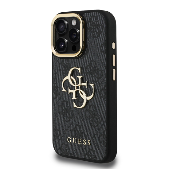 Picture of Guess PU 4G Metal Logo Stand Camera Frame Case for iPhone 15 Pro Max / Black