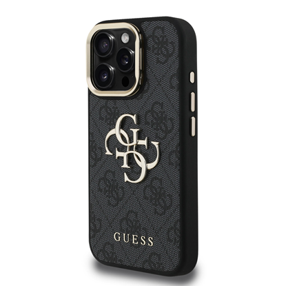 Attēls no Guess PU 4G Metal Logo Stand Camera Frame Case for iPhone 16 Pro / Black