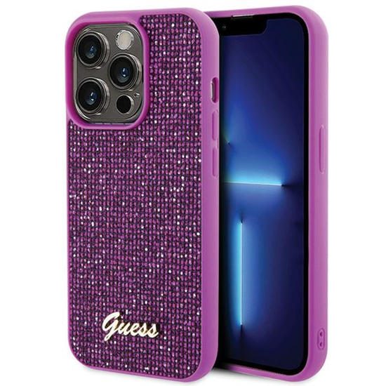 Picture of Guess PU Disco Script Metal Case for Apple iPhone 15 Pro