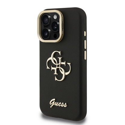 Attēls no Guess PU Grained 4G Logo Stand Camera Frame Case for iPhone 15 Pro Max / Black