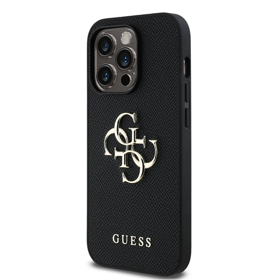 Picture of Guess PU Grained 4G Metal Logo Case for iPhone 14 Pro / Black