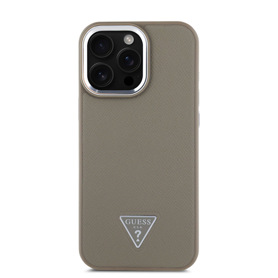 Picture of Guess PU Grained Triangle Logo MagSafe Case for iPhone 16 Pro / Brown