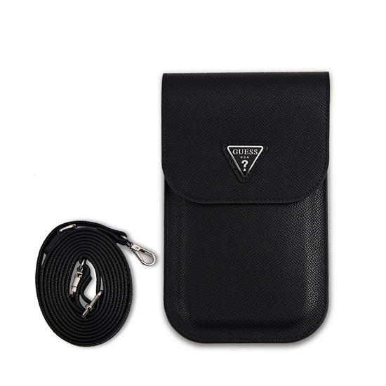Изображение Guess PU Grained Triangle Logo Phone Bag / Black