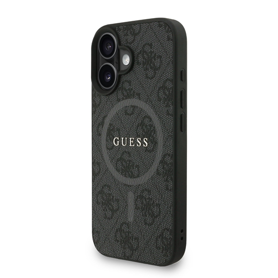 Picture of Guess PU Leather 4G Colored Ring Strap MagSafe Case for iPhone 16 / Black