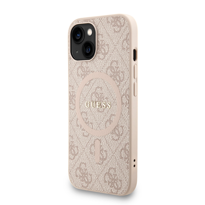 Изображение Guess PU Leather 4G Colored Ring Strap MagSafe Case for iPhone 13 / Pink