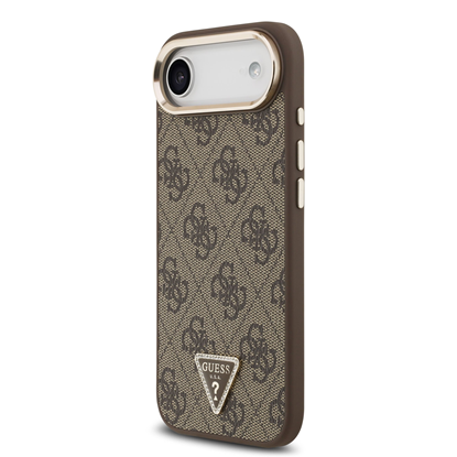 Attēls no Guess PU Leather 4G Strass Triangle Logo Gold Frame MagSafe Case for iPhone Air / Brown