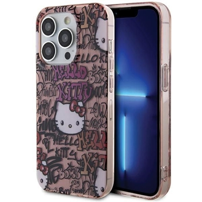 Picture of Hello Kitty Hello Kitty IML Tags Graffiti case for iPhone 14 Pro Max - pink