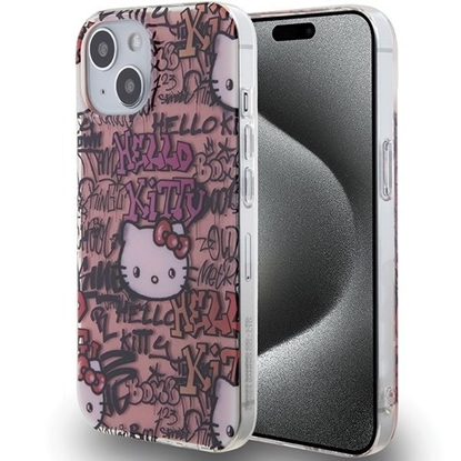 Picture of Hello Kitty Hello Kitty IML Tags Graffiti case for iPhone 15 - pink