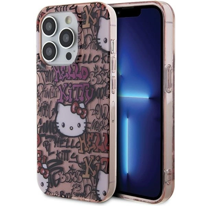 Picture of Hello Kitty Hello Kitty IML Tags Graffiti case for iPhone 15 Pro - pink