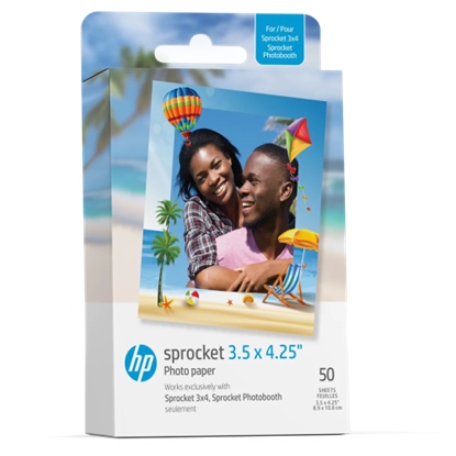 Picture of HP Sprocket Paper 3.50 x 4.25'' 8.9x10.8 cm 50 Sheets Zink Sticky Photo Paper