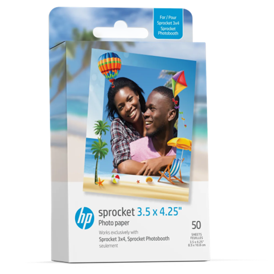 Изображение HP Sprocket Paper 3.50 x 4.25'' 8.9x10.8 cm 50 Sheets Zink Sticky Photo Paper