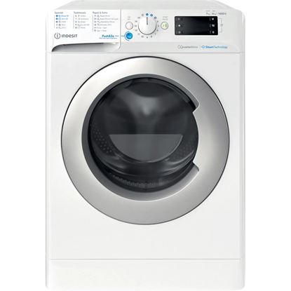 Attēls no INDESIT | Washing machine with Dryer | BDE 76435 WSV EE | Energy efficiency class B/D | Front loading | Washing capacity 7 kg | 1351 RPM | Depth 54 cm | Width 60 cm | LCD | Drying system | Drying capacity 6 kg | Steam function | White