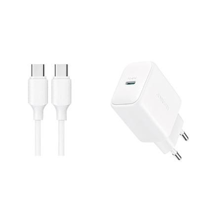 Attēls no Joyroom Joyroom JR-TCF20 USB-C PD 20W network charger - white + USB-C / USB-C cable 1m