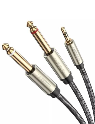 Picture of Kabel Ugreen Jack 3.5mm - Jack 6.3mm x2 2m szary (10615)