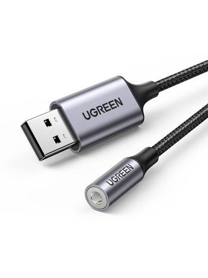 Picture of Kabel USB UGREEN USB-A - mini Jack 3.5 mm Czarno-srebrny (30757)