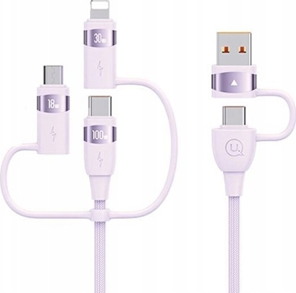 Изображение Kabel USB Usams USB-A - 2x USB-C + Lightning + microUSB 2 m Czarny (USA1079)