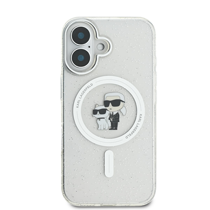 Attēls no Karl Lagerfeld IML Glitter Karl and Choupette MagSafe Case for iPhone 16 / transparent