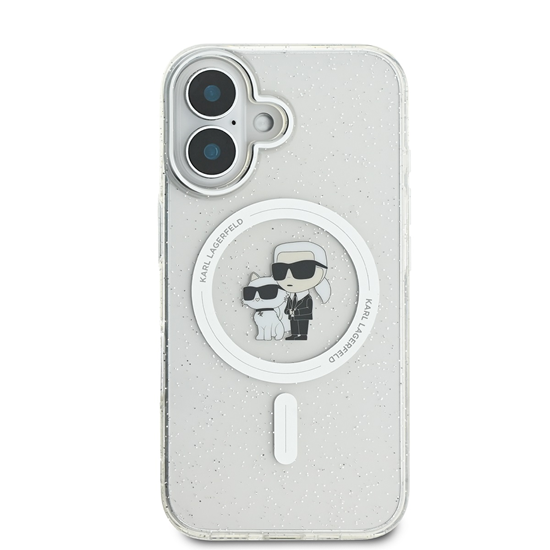 Picture of Karl Lagerfeld IML Glitter Karl and Choupette MagSafe Case for iPhone 16 / transparent