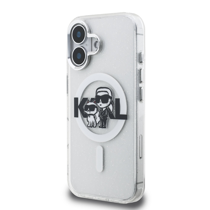 Изображение Karl Lagerfeld IML Glitter Karl and Choupette Sketch MagSafe Case for Apple iPhone 16