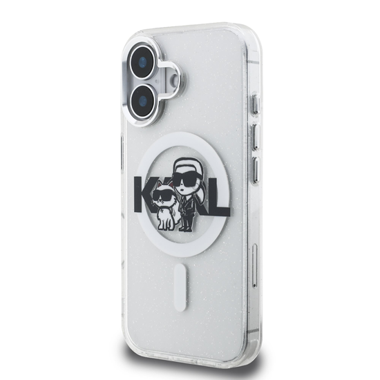 Изображение Karl Lagerfeld IML Glitter Karl and Choupette Sketch MagSafe Case for Apple iPhone 16
