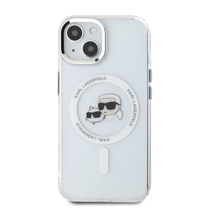 Изображение Karl Lagerfeld IML K&CH Heads Metal Frame MagSafe Case for iPhone 14 / Transparent
