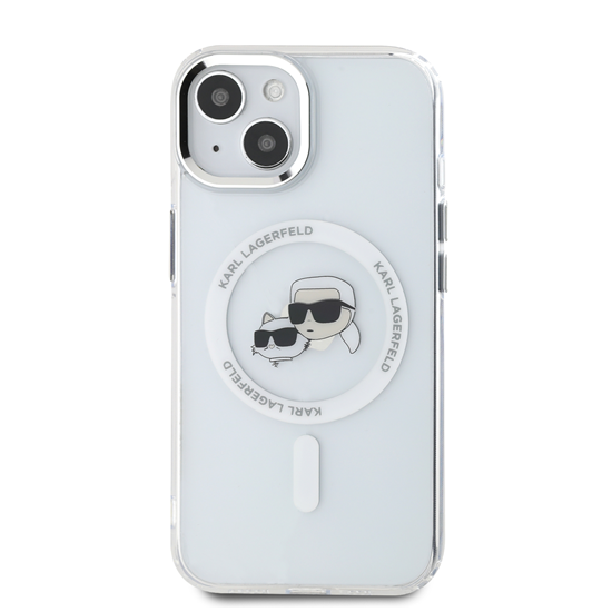 Изображение Karl Lagerfeld IML K&CH Heads Metal Frame MagSafe Case for iPhone 14 / Transparent