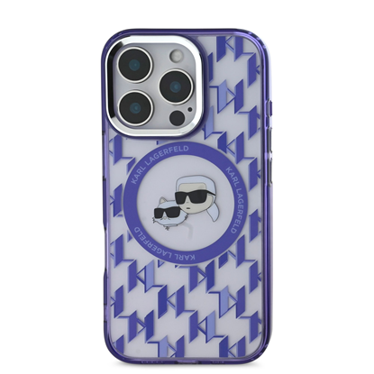 Attēls no Karl Lagerfeld IML Monogram K&CH Heads MagSafe Case for iPhone 16 Pro / Purple
