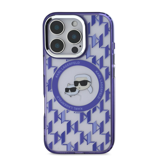 Изображение Karl Lagerfeld IML Monogram K&CH Heads MagSafe Case for iPhone 16 Pro / Purple