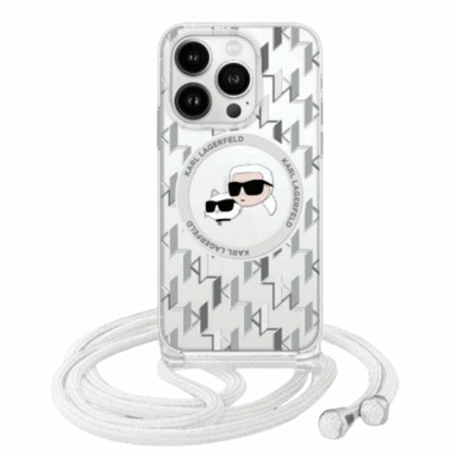 Изображение Karl Lagerfeld IML Monogram Crossbody K&CH Heads MagSafe Case for iPhone 16 Pro Max / Transparent