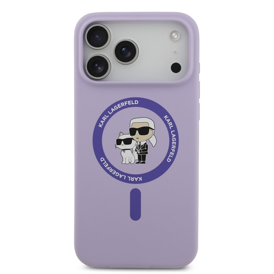 Picture of Karl Lagerfeld Liquid Silicone Karl and Choupette MagSafe Case for Apple iPhone 17 Pro Max