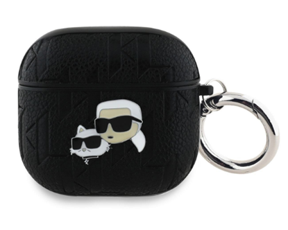 Изображение Karl Lagerfeld PU Embossed Karl and Choupette Heads Case for Apple AirPods 4