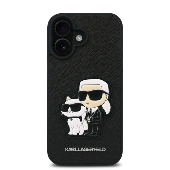 Picture of Karl Lagerfeld PU Saffiano Karl and Choupette Case for iPhone 16 / black