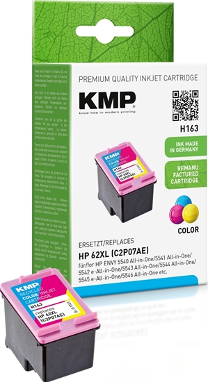Picture of KMP H163 ink cartridge 3-colours compatible with HP C2P07AE 62 XL